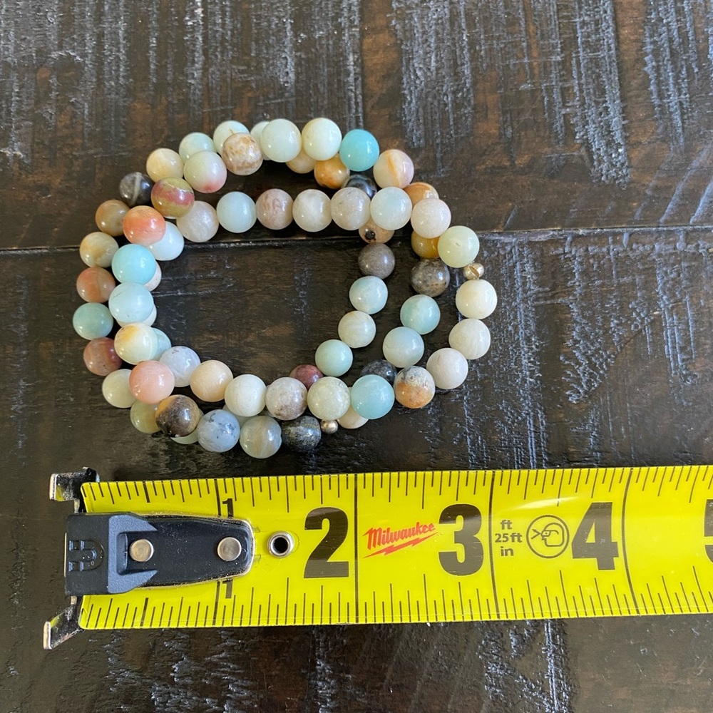 Multicolor Amazonite Beaded Stretch Bracelet Set … - image 4